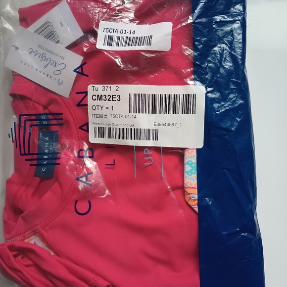 Cabana Life Big Girls Printed Rash Guard and Bikini Bottoms Set - UPF 50+, Short - Picture 7 of 10